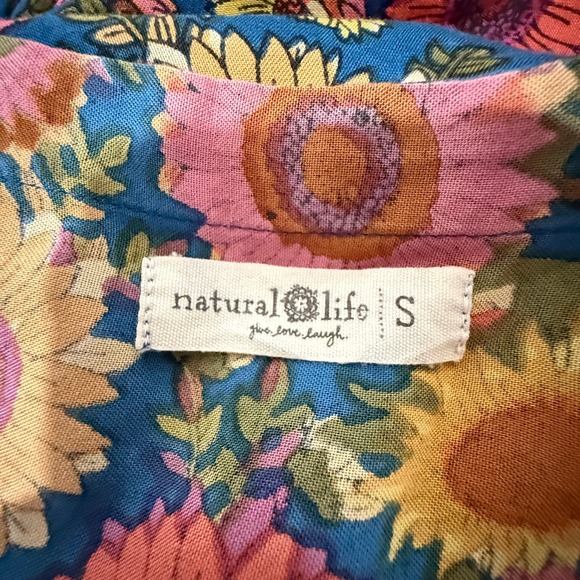 Natural Life Sunflower Print Maxi Dress Blue Yellow Pink Boho Festival S - Picture 8 of 9